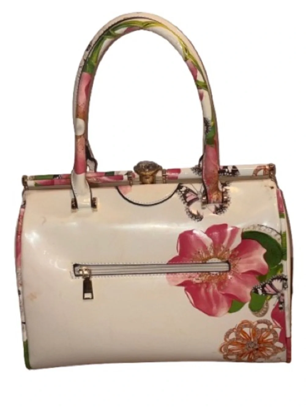 Dasein Floral Print Structured Top-Handle satchel crossbody Bag set